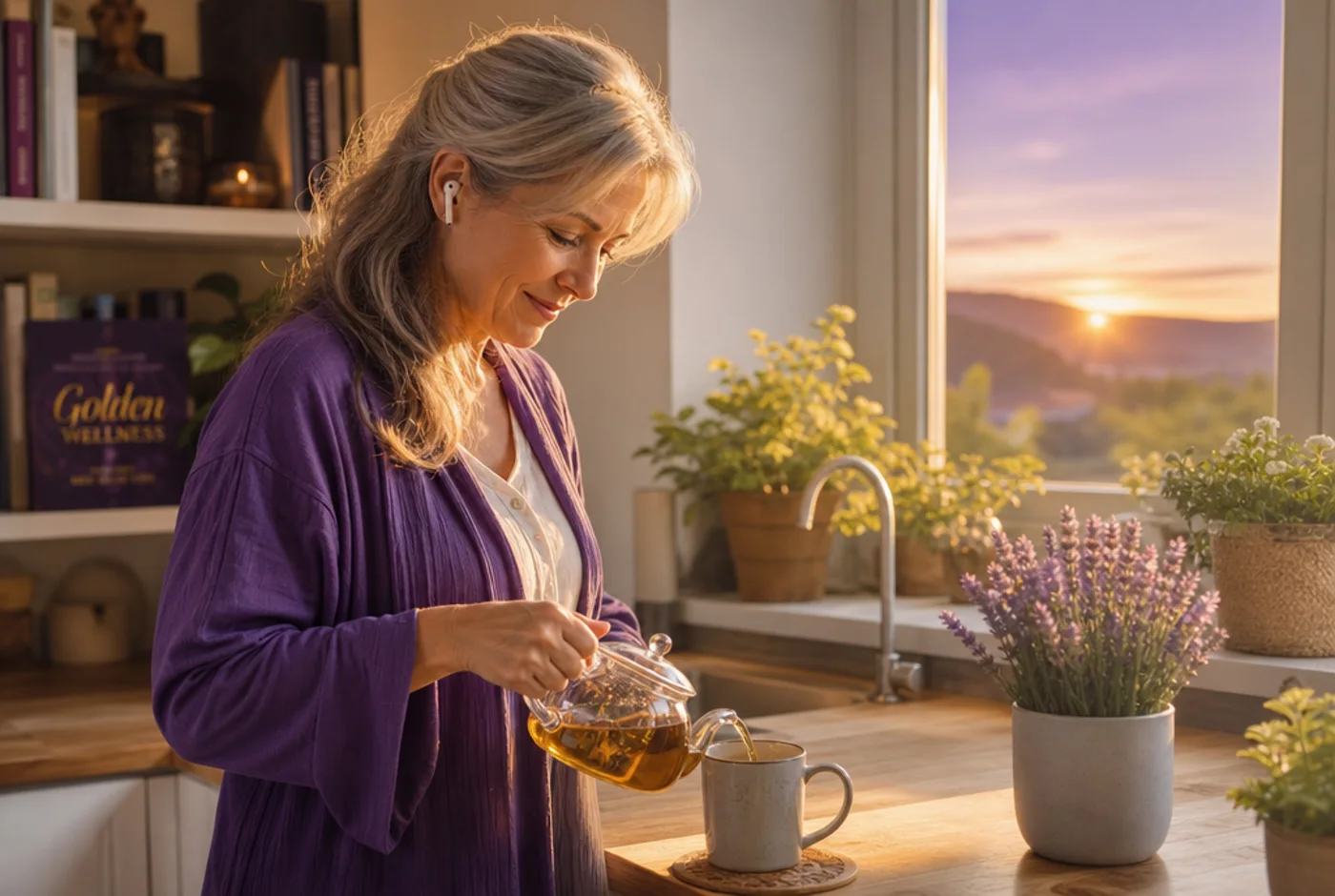 Pouring tea while listening